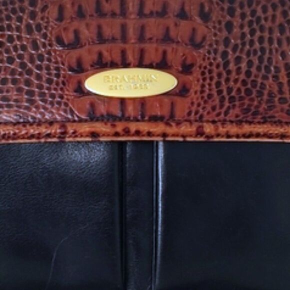 Brahmin Tuscan vintage croc-embossed satchel crossbody EUC - Picture 7 of 11